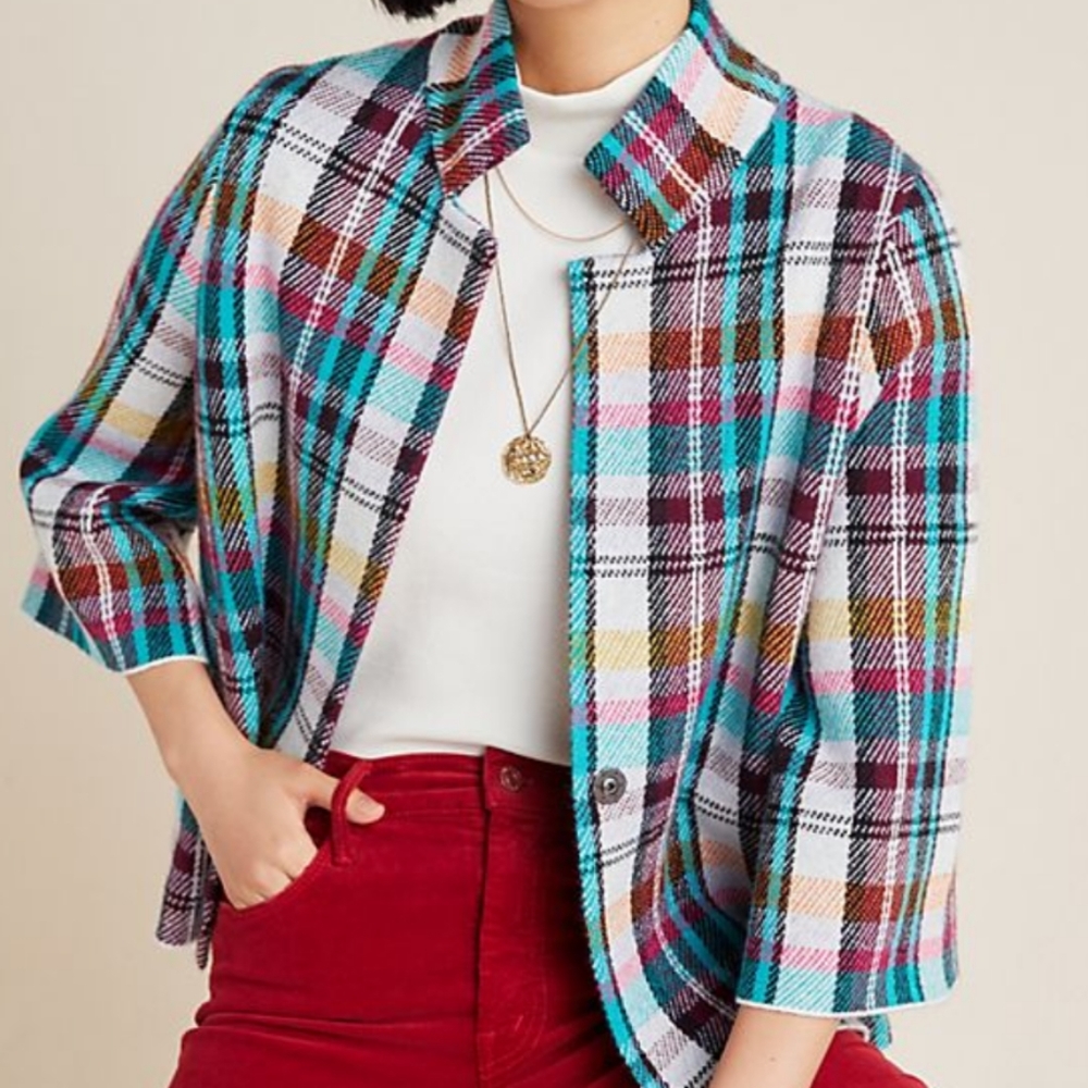 🆕Anthrolologie🌷Quarter Snap Plaid Cardigan